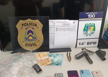 Homem foi preso de posse arma de fogo, drogas e outros objetos ilícitos Crédito -Foto -DICOM SSP TO