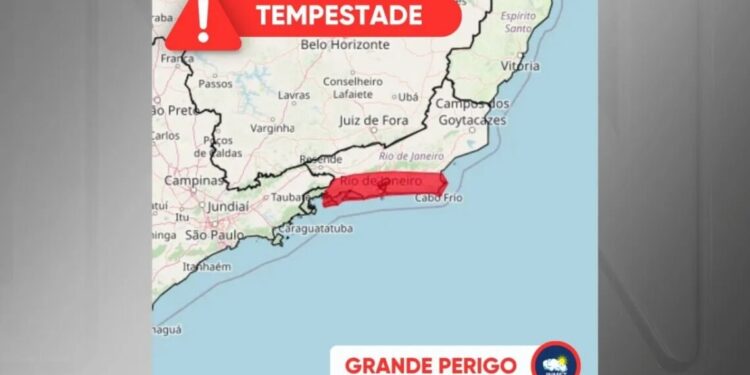 Rio de Janeiro tem alerta de grande perigo para tempestades nesta quinta (1º)