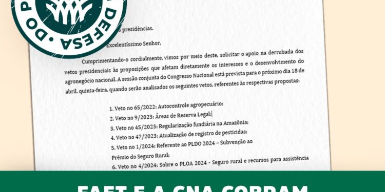 PROJETOS DE LEI QUE TIVERAM VETOS DA PRESIDÊNCIA DA REPÚBLICA IMPACTAM O AGRONEGÓCIO BRASILEIRO.