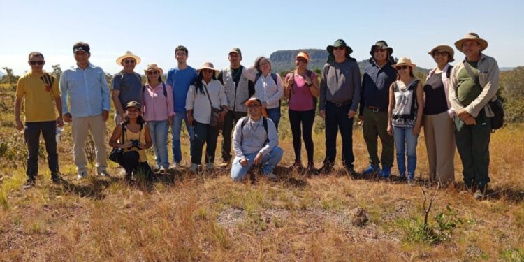 Pesquisadores no afloramento de fósseis vegetais - Buritirana, um dos maiores registros de vegetais fossilizados do mundo