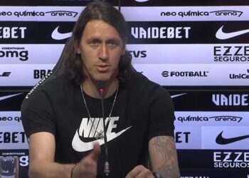 Cássio em coletiva de despedida do Corinthians Reprodução/Corinthians TV