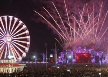 Visão da roda gigante e do Palco Mundo, do Rock in Rio 2019 Wagner Meier/Getty Images