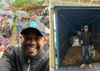 Davi usou recursos de doações para viajar ao Rio Grande do Sul e ajudar vítimas das enchentes Reprodução/Davi Brito/Instagram