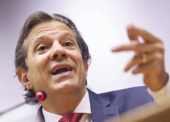 Ministro da Fazenda, Fernando Haddad, durante coletiva de imprensa, em Brasília