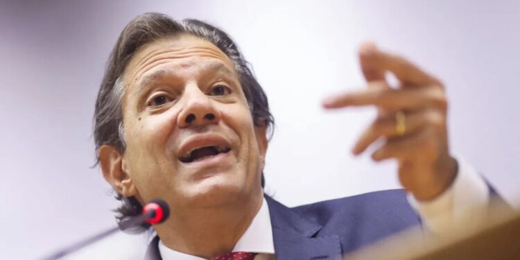 Ministro da Fazenda, Fernando Haddad, durante coletiva de imprensa, em Brasília