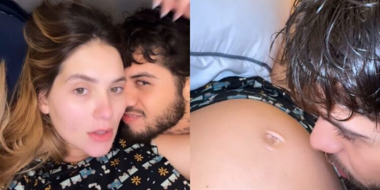 Virginia mostra Zé Felipe conversando com bebê na barriga: “Ansioso”