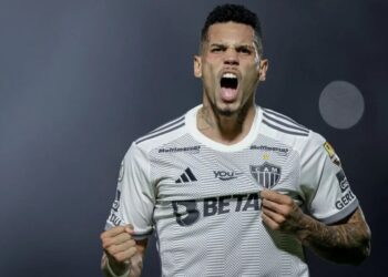 Paulinho comemora o gol da virada do Atlético-MG sobre o Red Bull Bragantino Pedro Souza / Atlético