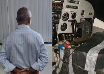 Momento da prisão de Donizete Veríssimo Dias, de 54 anos — Foto: Divulgação/FICCO e PM