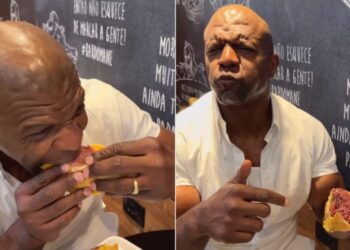 Terry Crews compartilhou um vídeo onde prova um sanduíche de mortadela Reprodução/Instagram
