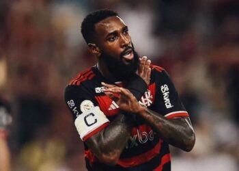 Gerson comemora gol sobre o Bahia pelo Campeonato Brasileiro Reprodução/X/Flamengo