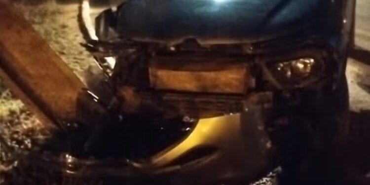 Motorista foi preso após bater carro em poste — Foto: Guarda Metropolitana/Reprodução