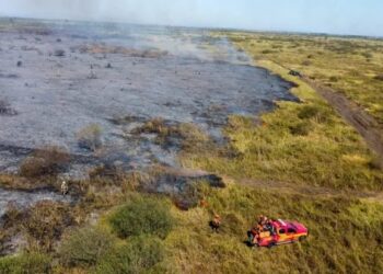 Bombeiros tentam combater incêndios no Pantanal em junho de 2024 Crédito: Bruno Rezende/Governo do Rio Grande do Sul