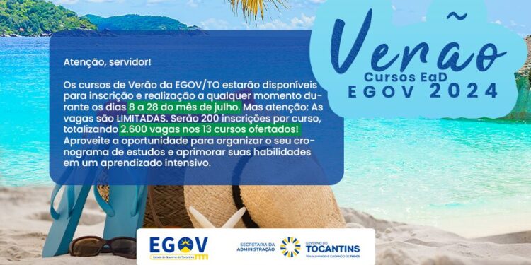 Egov/TO disponibiliza programação com cursos EAD durante o mês de julho