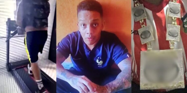 Traficante preso no Jacarezinho treinava com colete e fuzil em esteira