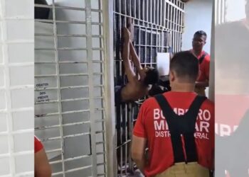 Corpo de Bombeiros do Distrito Federal precisou ser acionado para resgatar o interno. Reprodução