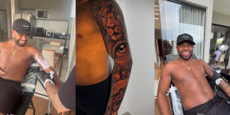 Davi Brito “fecha” braço de tatuagens e relata mal-estar: “Não estou legal”