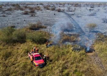 Bombeiros tentam combater incêndios no Pantanal em junho de 2024 Crédito: Bruno Rezende/Governo do Rio Grande do Sul