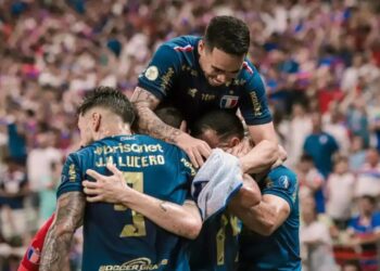 Jogadores do Fortaleza comemoram gol contra o Atlético-GO pela 18ª rodada do Campeonato Brasileiro Leonardo Moreira/FEC