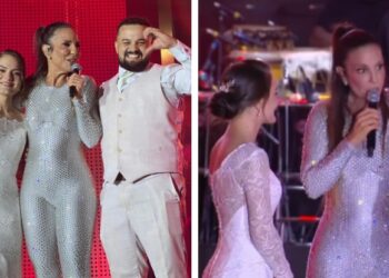 Ivete Sangalo com os fãs, Giovanna e Wandir, que haviam acabado de casar Instagram/ Ivete Sangalo