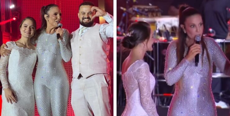 Ivete Sangalo com os fãs, Giovanna e Wandir, que haviam acabado de casar
Instagram/ Ivete Sangalo
