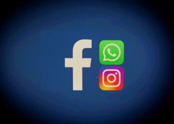 Ilustração dos logos do Facebook, Whatsapp e Instagram, as redes sociais controladas pela Meta