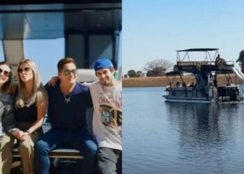 Antes de sua festa de 61 anos, Leonardo deu um passeio com a família na nova embarcação Instagram/Virginia l Instagram/Poliana Rocha