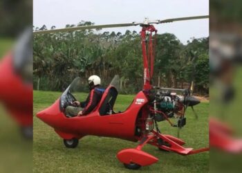 Girocóptero pilotado por Eliseu Hupalovski, em Santa Catarina Reprodução/Facebook