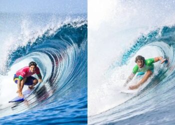 Gabriel Medina e João Chianca "Chumbinho" pegam tubos nos Jogos Olímpicos de Paris 2024 William Lucas/COB