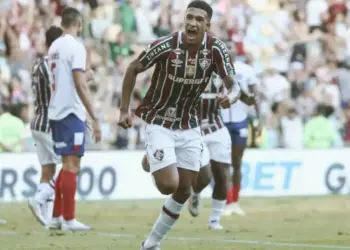 Kauã Elias comemora o gol da vitória do Fluminense sobre o Bahia MARCELO GONÇALVES / FLUMINENSE FC