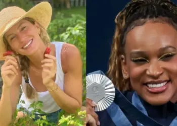 Gisele Bündchen e Rebeca Andrade estão entre nomes mais influentes do Brasil Foto 1: Instagram/Gisele | Foto 2: Naomi Baker/Getty Images