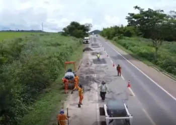 Trechos da BR-153, no sul do Tocantins, passam por obras — Foto: Ecovias do Araguaia/Divulgação
