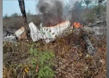 Um avião de pequeno porte caiu na cidade de Apiacás, interior do Mato Grosso, na manhã desta quinta-feira (15). Crédito: Reprodução/Nortão MT