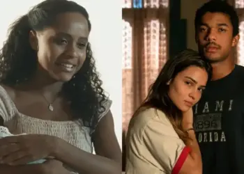 Maria Santa (Duda Santos) reaparecerá para João Pedro (Juan Paiva) com boas notícias sobre Sandra (Giullia Buscacio). Reprodução/Globoplay