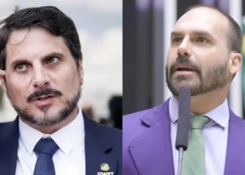 O senador Marcos do Val e o deputado federal Eduardo Bolsonaro Reuters/Câmara dos Deputados