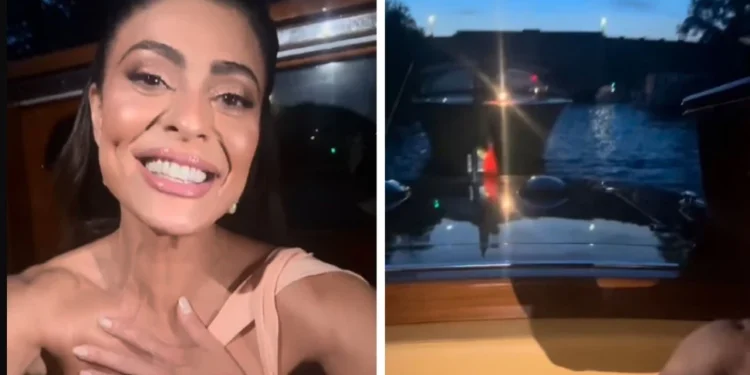 Perrengue chique: Juliana Paes fica presa em engarrafamento de barcos em Veneza