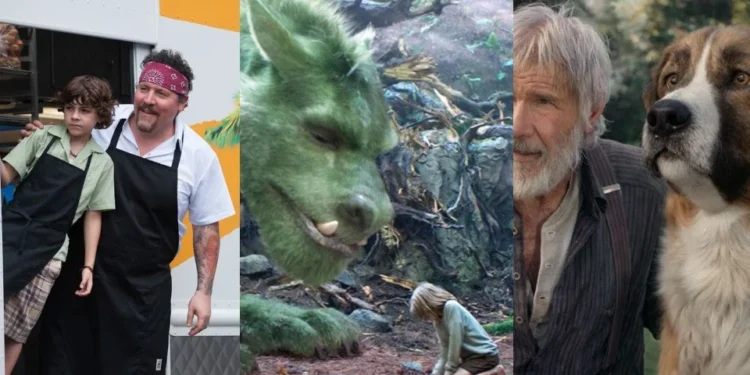 Cenas de "Chef" (2014), “Meu Amigo, O Dragão” (2016) e “O Chamado da Floresta” (2020) • Reprodução