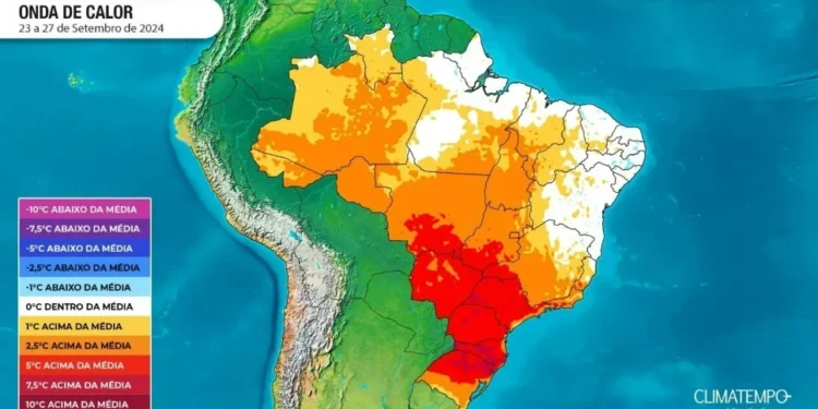 Mapa mostra anomalia, desvio em relação a média de temperatura no Brasil • Climatempo