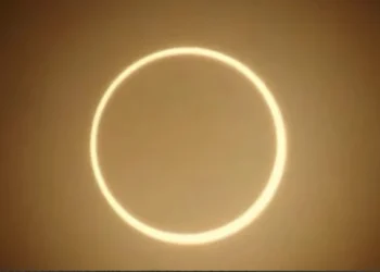 Imagem do Eclipse Anular do Sol captada em outubro de 2023 em Canaã dos Carajás (PA).