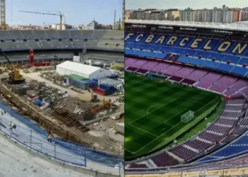 Ainda em obras, o Camp Nou deve estar 100% pronto no meio de 2026 • Reprodução/Barcelona