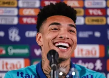 Igor Jesus durante coletiva • Foto: Rafael Ribeiro / CBF