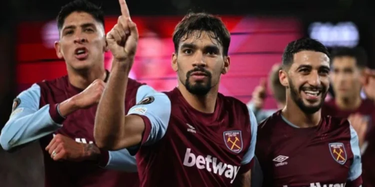 Paquetá comemora gol contra o Olympiacos • Divulgação: UEFA