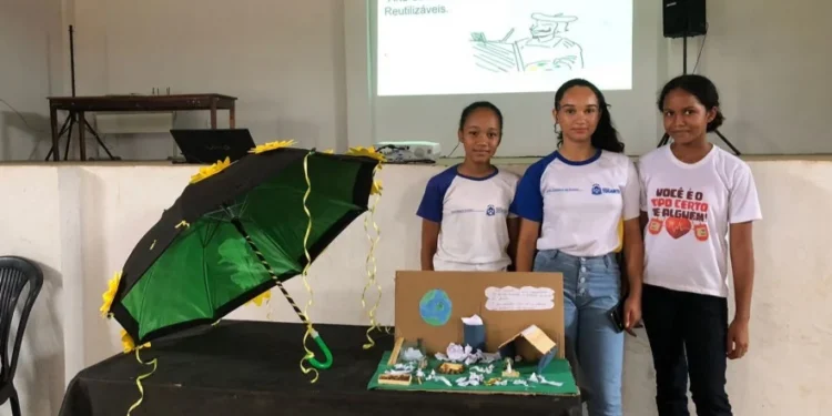 Estudantes produzem arte sustentável com material reciclável em Escola Estadual de Almas