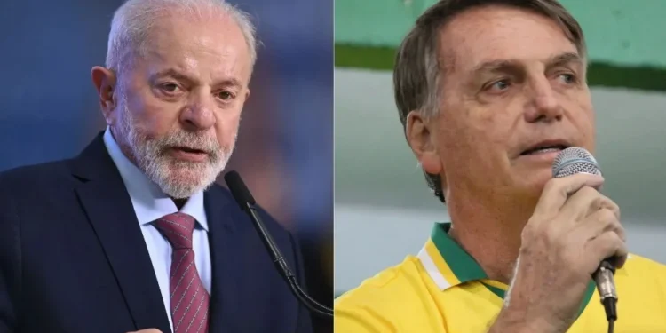 À esquerda, o atual presidente do Brasil, Lula (PT) e à direita, Bolsonaro (PL) • Reprodução