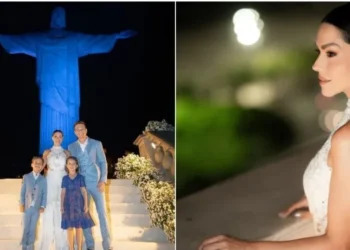 Michel Teló e Thais Fersoza fizeram uma cerimônia aos pés do Cristo Redentor com a presença de amigos e família • Instagram / Michel Teló | Instagram / Thais Fersoza