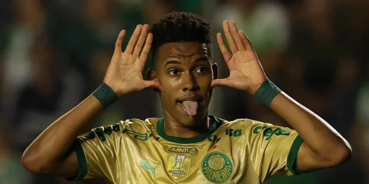 Estêvão comemora gol contra o Juventude em partida válida pela 30ª rodada do Campeonato Brasileiro no Estádio Alfredo Jaconi • Cesar Greco/Palmeiras