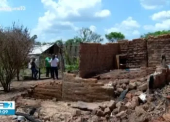 Incêndio destruiu casas e plantações em Centenário. — Foto: Reprodução/TV Anhanguera