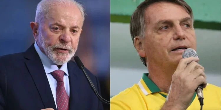 À esquerda, o atual presidente do Brasil, Lula (PT,) e à direita, Bolsonaro (PL) • Reprodução