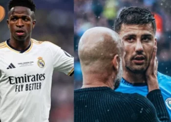 Vini Jr., do Real Madrid e Rodri, do Manchester City • Reprodução