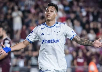 Kaio Jorge marca para o Cruzeiro contra o Lanús • Foto: Gustavo Aleixo/Cruzeiro