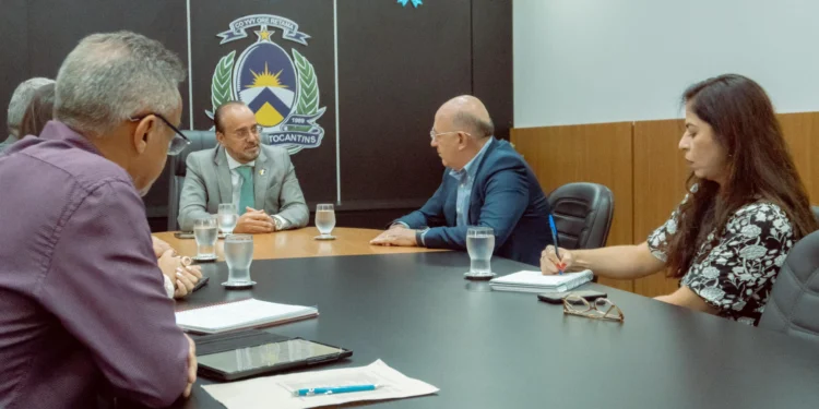 A reunião foi presidida pelo secretário Carlos Humberto e acompanhado de equipe técnica da Sics. - Foto: Matheus Alcantara/Governo do Tocantins